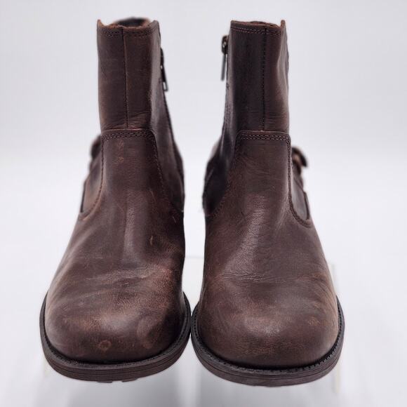 UGG Australia Orion Brown Leather Biker Moto  Boots Women 7.5 S0066 - Picture 3 of 11